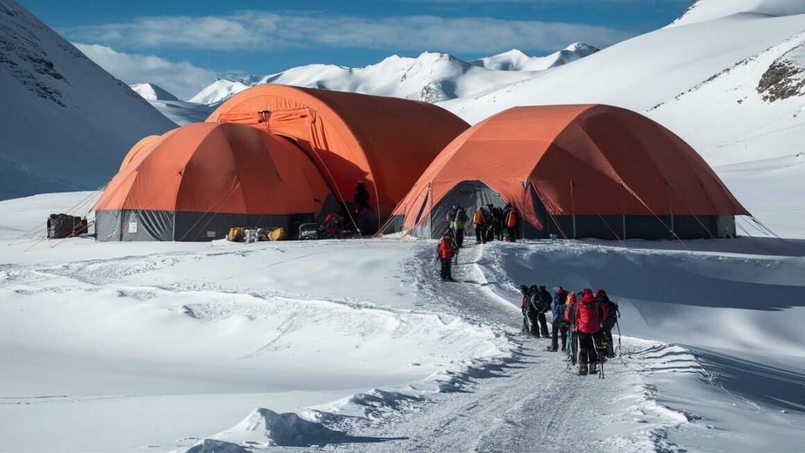 THIS IS AN IMAGE OF "High-Performance Winter Tents for Snowy Expeditions"