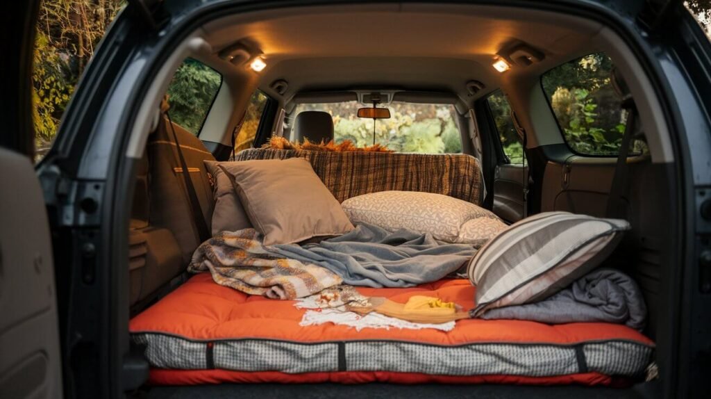 An image for those who decide to set their camping in car and they use it as tent service.